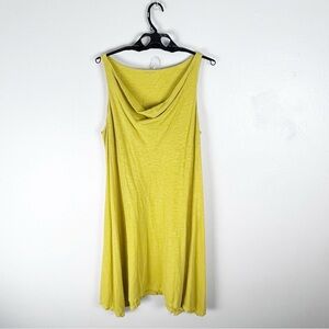 EILEEN FISHER Yellow Linen Hemp Blend Draped Neckline Sleeveless Dress Size XL